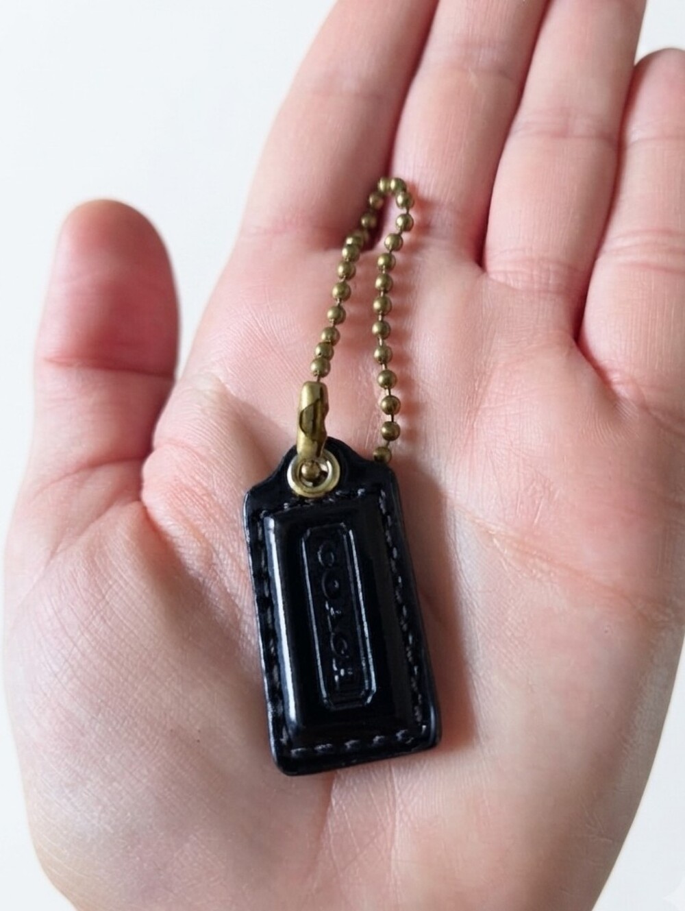 Authentic Coach Poppy Black Patent Liquid Leather Mini Purse Hang Tag Charm Fob